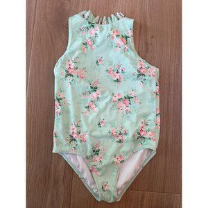 Janie & Jack Girls Floral Mint Green Sleeveless One-Piece Swimsuit Size 18